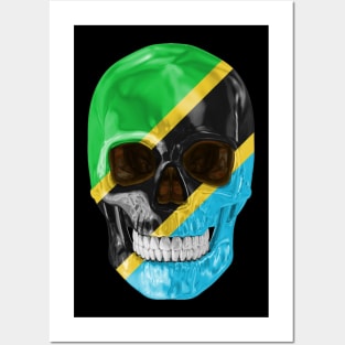 Tanzania Flag Skull - Gift for Tanzanian With Roots From Tanzania Posters and Art